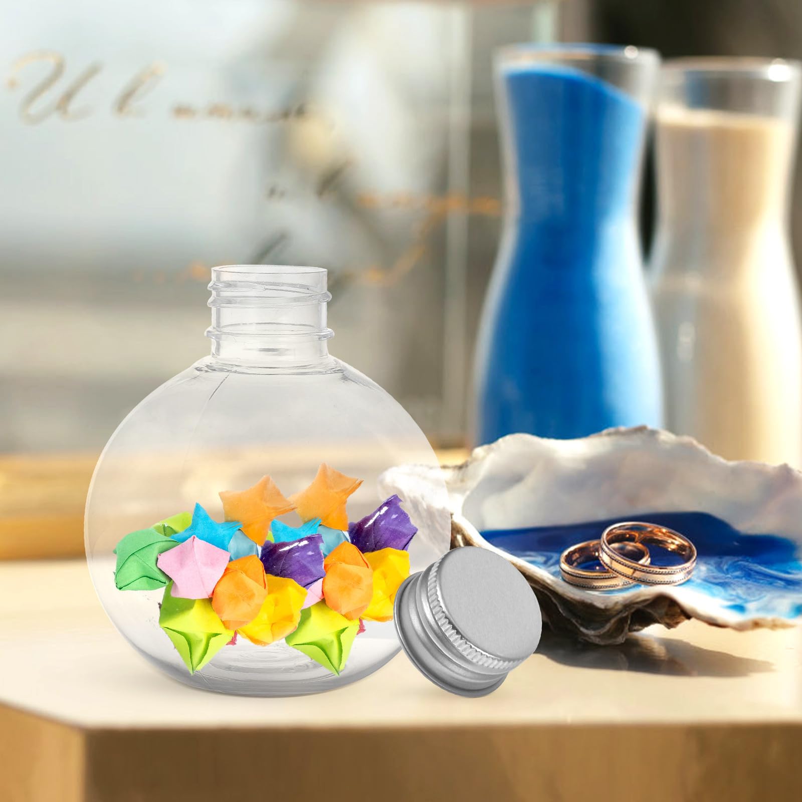 Sewroro 150Ml Klare Kunststoff Sprühflaschen 25 Stück Runde Kugelflaschen Mit Schraubverschluss Für Haushalt Dekoration Und Bastelprojekte