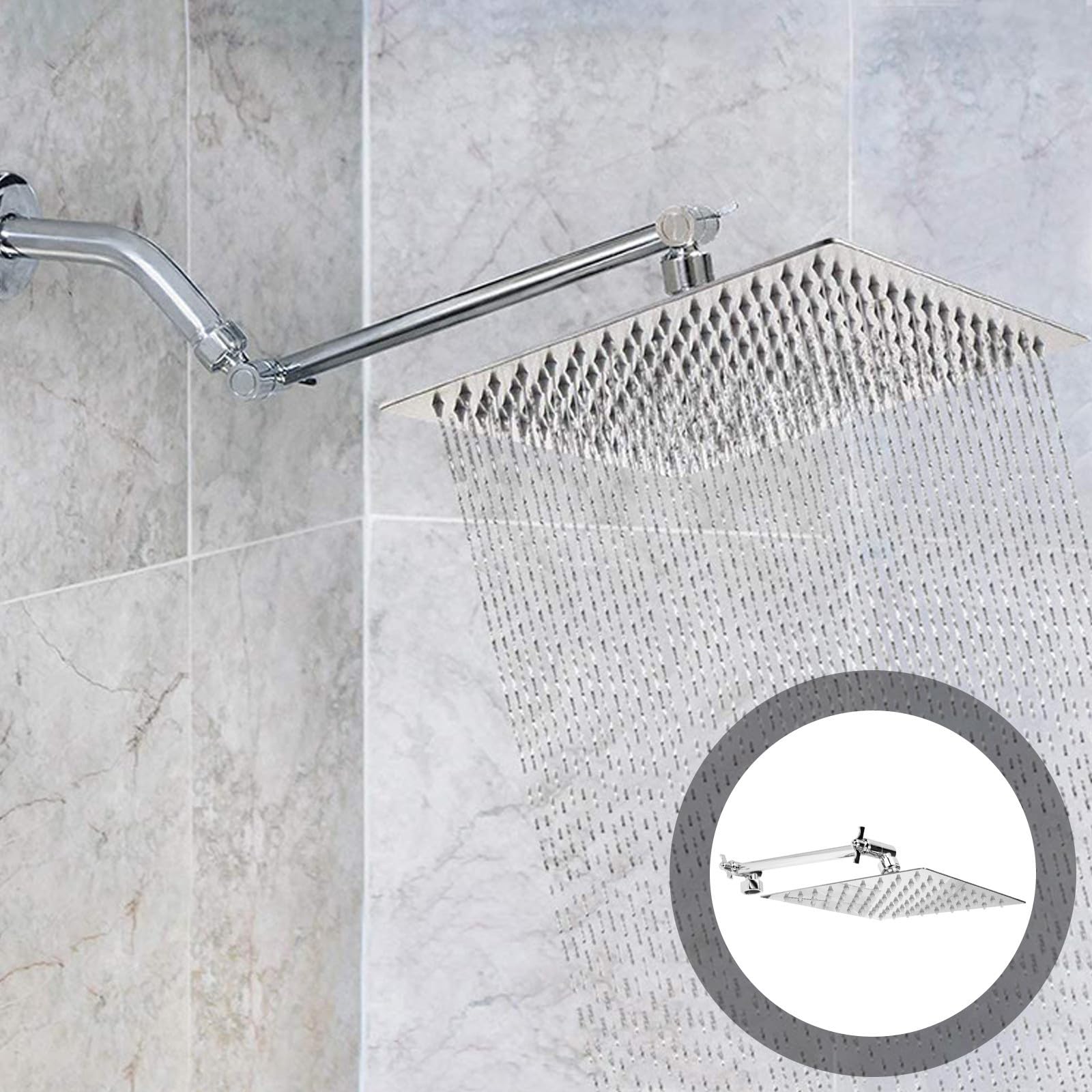 Juego de Cabezal de Ducha Cuadrado de Acero Inoxidable Filtro, Potente y Fácil de Instalar, Adecuado para Baño y Hotel, Conjunto de Ducha Empotrada de Alta Presión