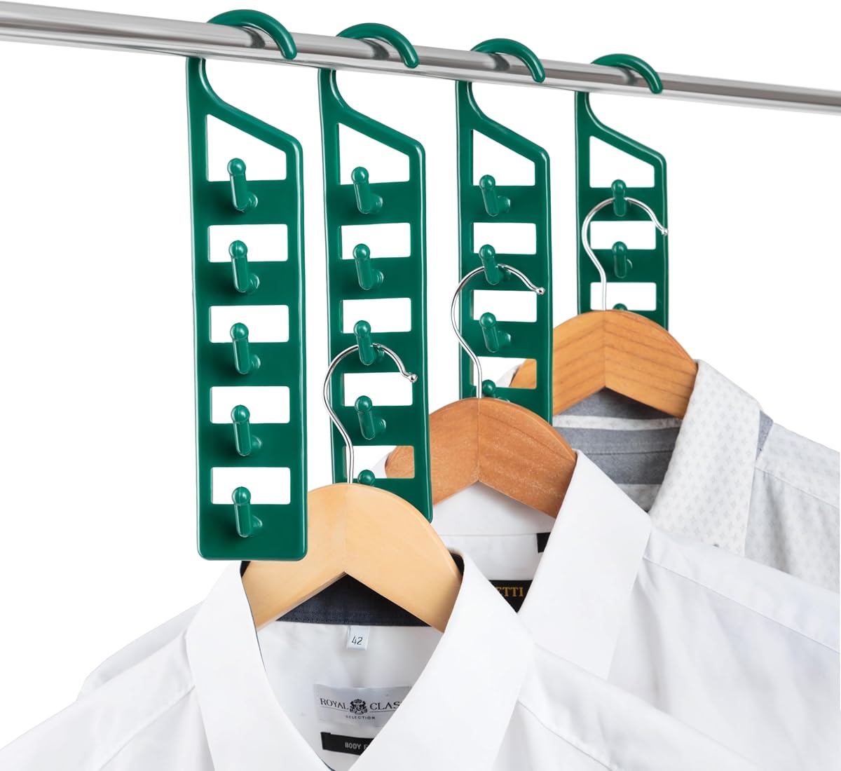 Space Saving Hangers for Clothes - 4 in Pack, Heavy Duty Plastic, Multi Closet Space Savers for Shirts, Pants, Jeans, Sweaters - Hanger Organizer Space Saver