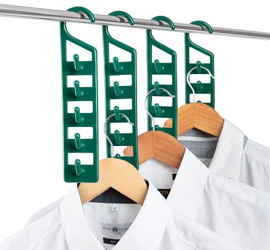 CraftyCrocodile Space Saving Hangers for Clothes - 4 in Pack, Heavy Duty Plastic, Multi Closet Space Savers for Shirts, Pants, Jeans, Sweaters - Hanger Organizer Space Saver - 4