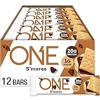 Vista 1 de ONE Barras de proteínas, Smores, sin gluten, con 0.71 onzas de proteína y 0.04 onzas de azúcar, grapas de despensa, 2.12 onzas (12 unidades)