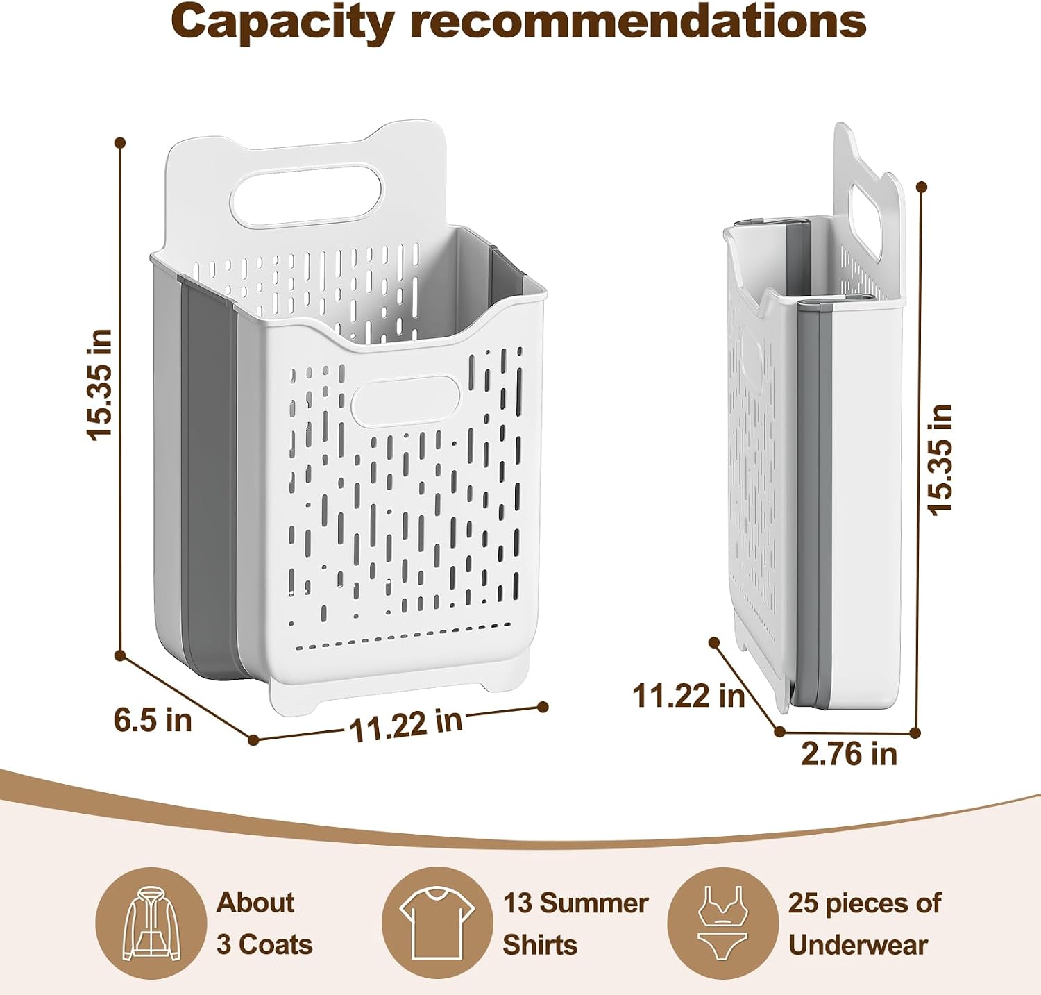 Spreezy Collapsible Laundry Basket Plastic,Small Laundry Hamper 18L(4.5Gal) image 3