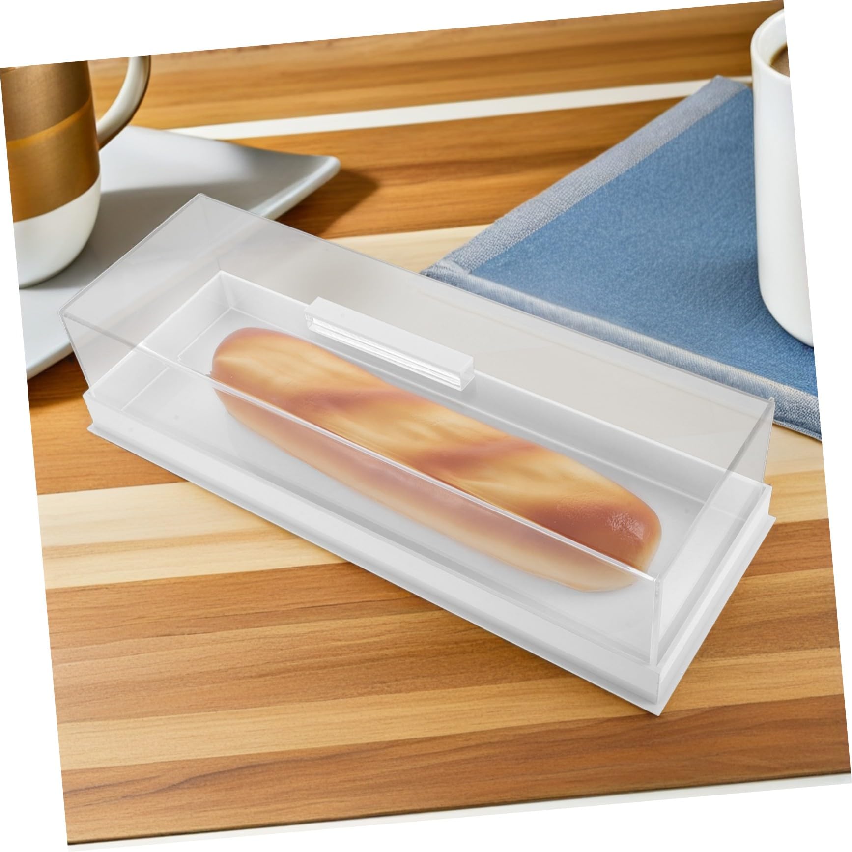 Ciieeo Caja de Presentación Rectangular con Tapa para Tartas de Acrílico White Bandeja para Pasteles y Tartas Soporte con Tapa para Cafetería y Hogar