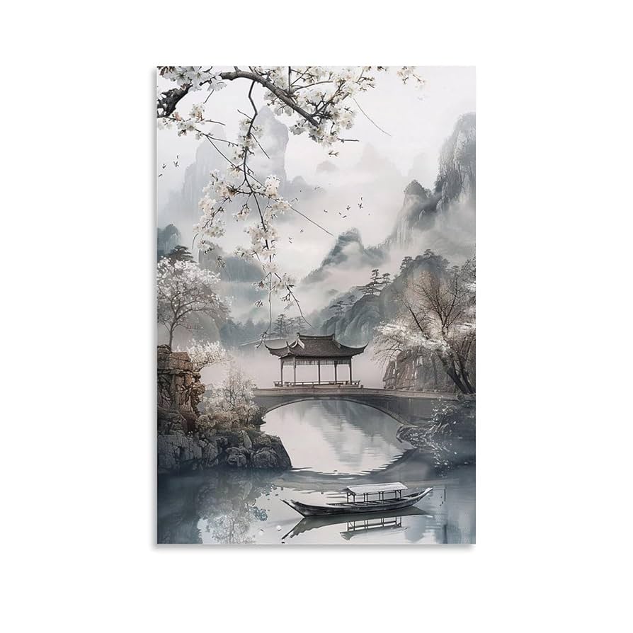 水彩画 風景 原画 インテリアにおすすめ 絵 A4 緑豊かな草原と透明感のある小川 風景画 インテリアアート