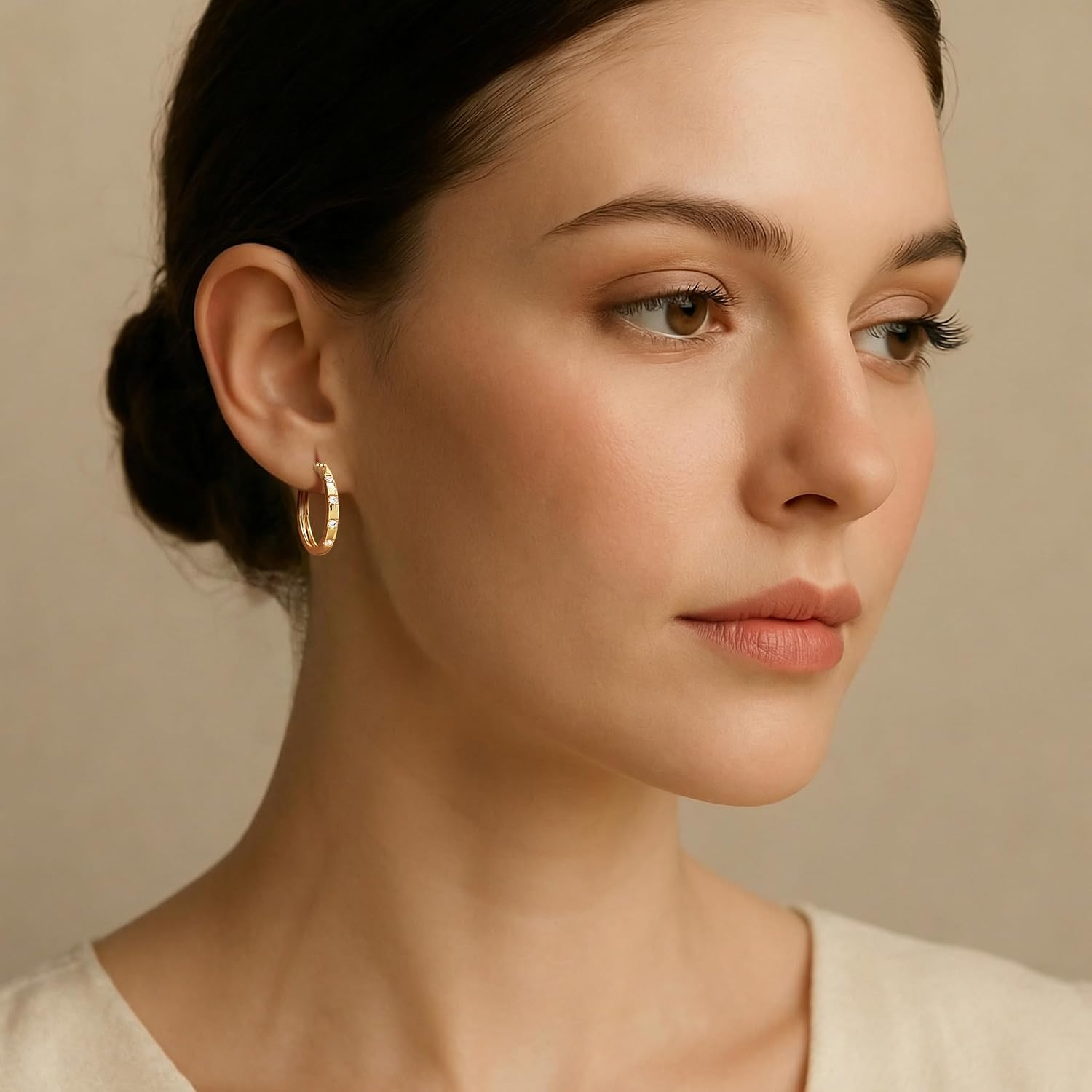 Gold Hoop Earrings 14K Gold Hoop Earrings for Women Gold Earring for Womens Hoops Brilliant Sparkle with Cubic Zirconia Hoops Earring for Womens 20/25mm