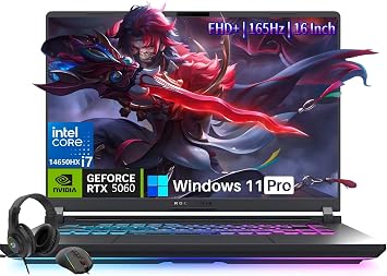 ASUS ROG Strix G16 Gaming Laptop Computer, Intel Core i7 14650HX Up to 5.2 GHz, GeForce RTX 5060, 16 FHD+ 1610 165Hz/3ms Display, 32 GB DDR5, 1 TB SSD, Wi-Fi 7, Windows 11 Pro, W/Accessories