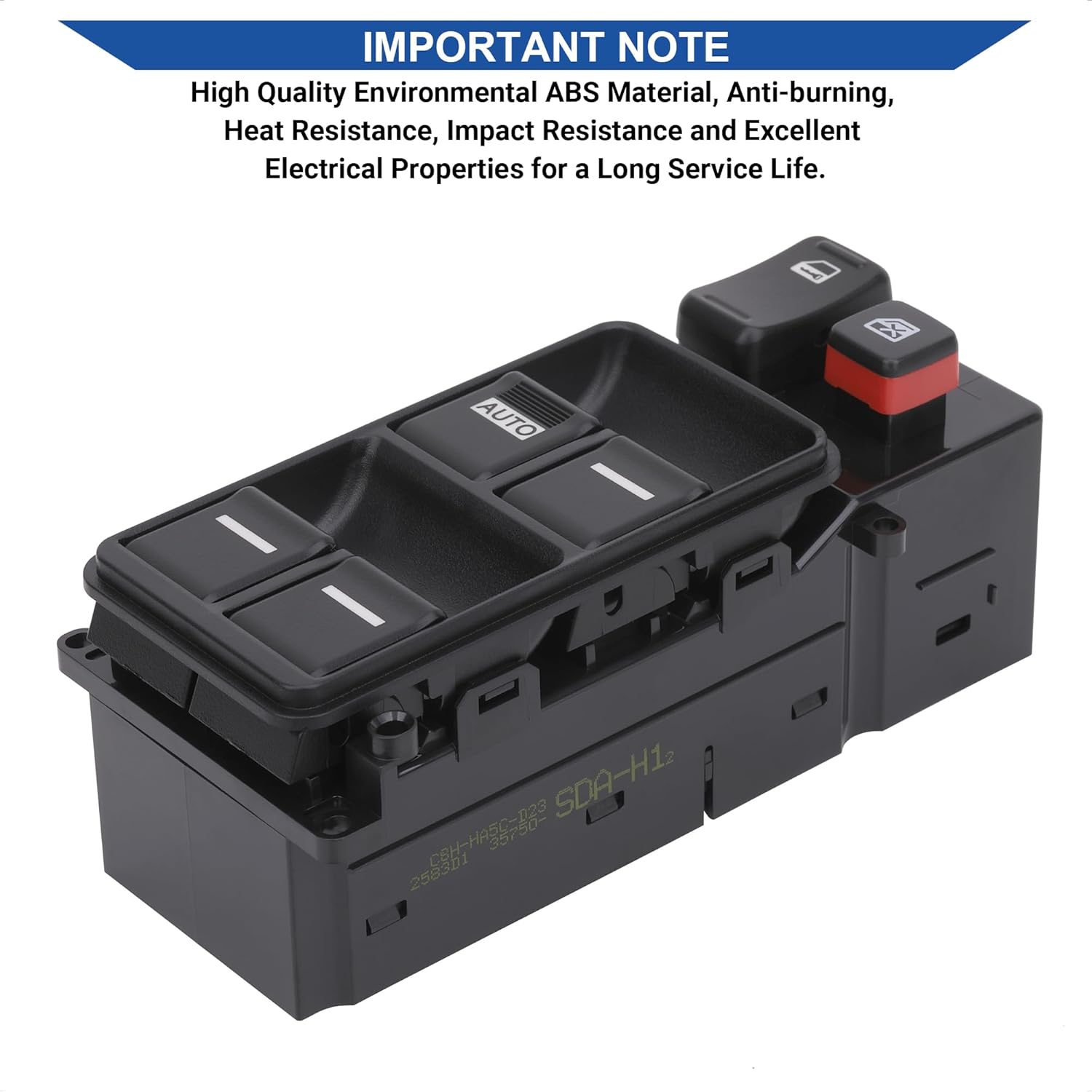 Master Power Window Switch Front Left Driver Side, Compatible with Honda Accord CM5 CM6 Sedan 2003 2004 2005 2006 2007, Replaces 35750-SDA-H12