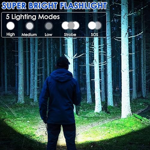 Miniatura 2 de Paquete de 2 linternas de alto lúmenes, linternas recargables de 5 modos, linterna súper brillante de 900000 lúmenes, linterna táctica de enfoque