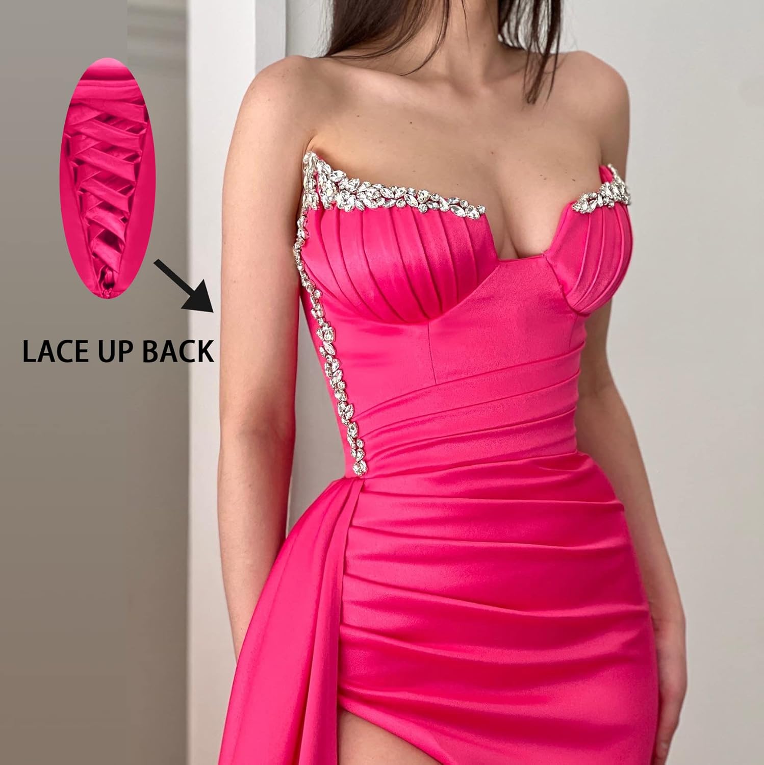 Strapless Mermaid Prom Dresses Beaded V Neck Formal Evening Gowns Slit Party Dresses for Women 2024 - Image 4