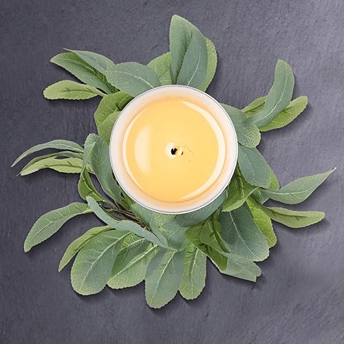 Miniatura 4 de HOMSFOU Anillos de vela, coronas artificiales de cordero, coronas de vela de granja, coronas de vegetación para centros de mesa de boda, Navidad, 2