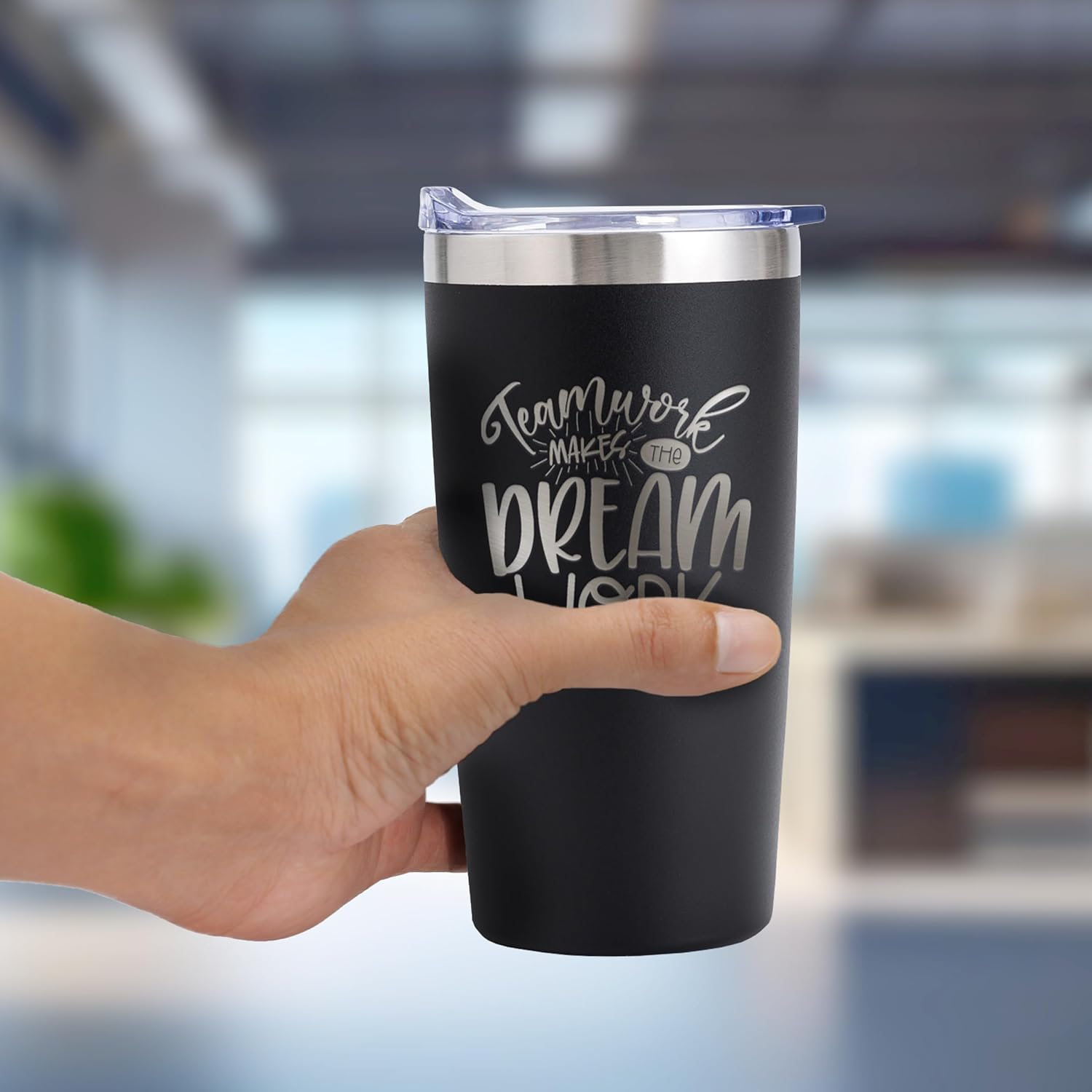 Teamwork Makes The Dream Work Tumbler / 20 Oz Black Engraved To Go Stainless Steel Travel 20 Ounce Coffee Mug/Employee Appreciation Present - Image 5