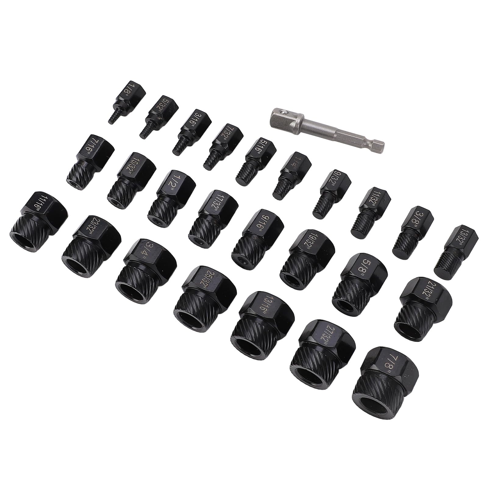 Juego de extractores de tornillos de 26 piezas, juego de extractores de pernos de fácil extracción con cabeza hexagonal de múltiples ranuras para quitar tornillos, pernos y espárragos pelados, redon