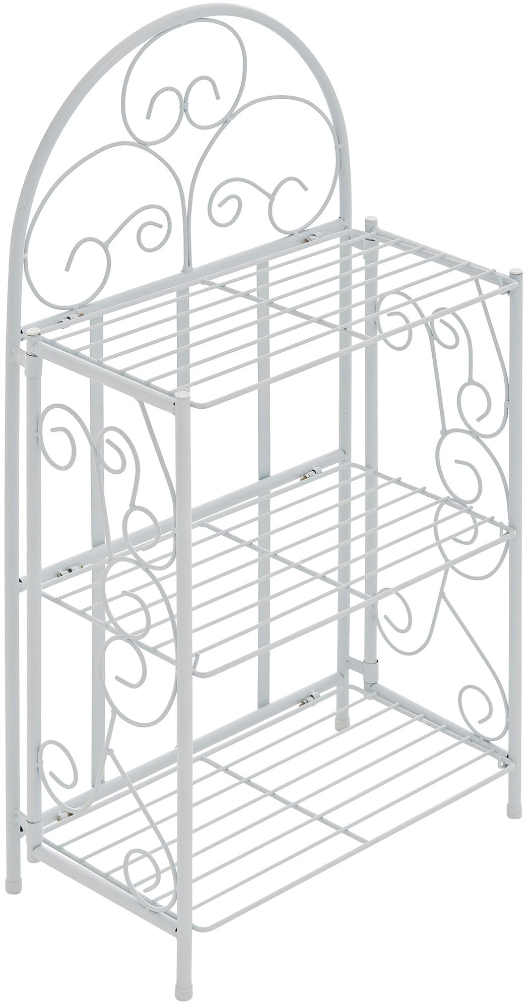 CLP Scaffale Rosa, stabile in stile country | Scaffale pieghevole in ferro con 3 ripiani | Disponibile in vari colori, Colore:bianco