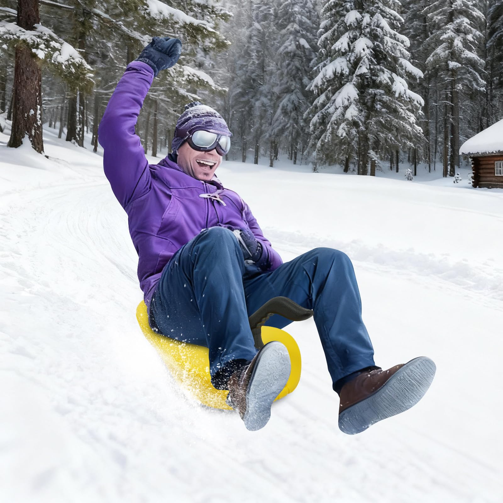 Slittino da neve portatile con maniglia, portata 100 kg | Slittino in plastica stabile per attività sportive invernali, sci sulla sabbia, sci sull'erba e sci
