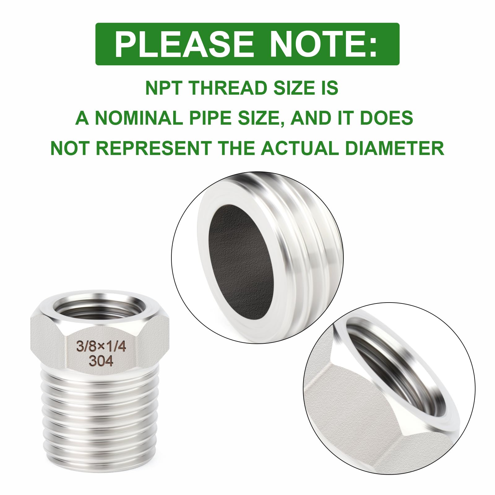 Snapklik.com : TAISHER 10PCS 304 Stainless Steel New Reducer Hex Bushing