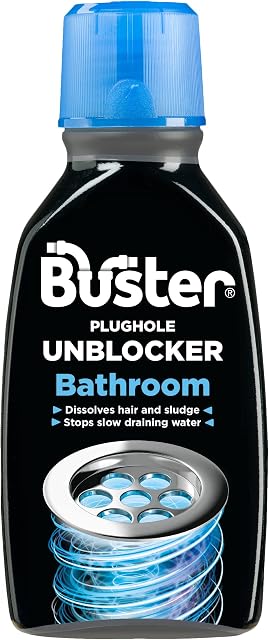 Buster Bathroom Plughole Unblocker  Fast-Acting Plughole Unclogger, Clears Blockages & Slow-Draining Water, 300ml