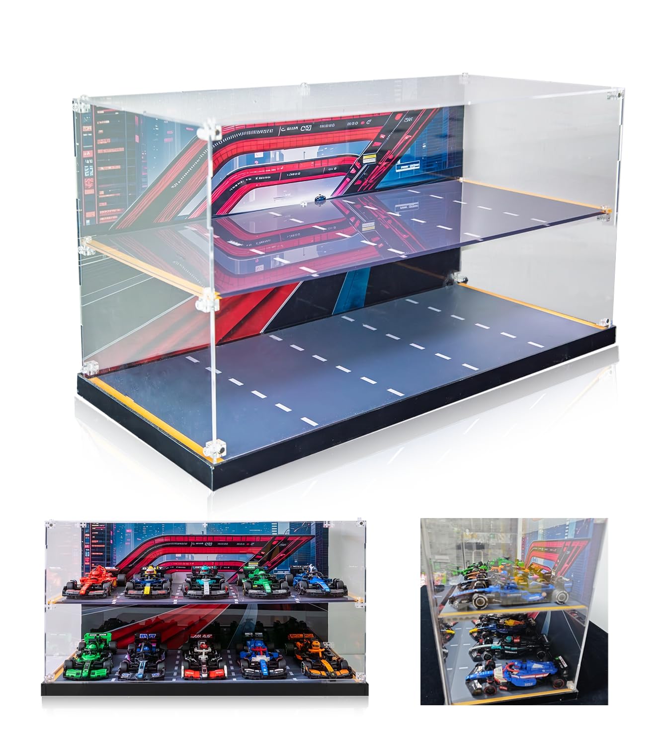 ICUANUTY Acrylic Display Case Compatible with Lego Speed Champions 10-in-1 F1 Car 77242,77243,77244,77245,77246,77247,77248,77249,77250,77251