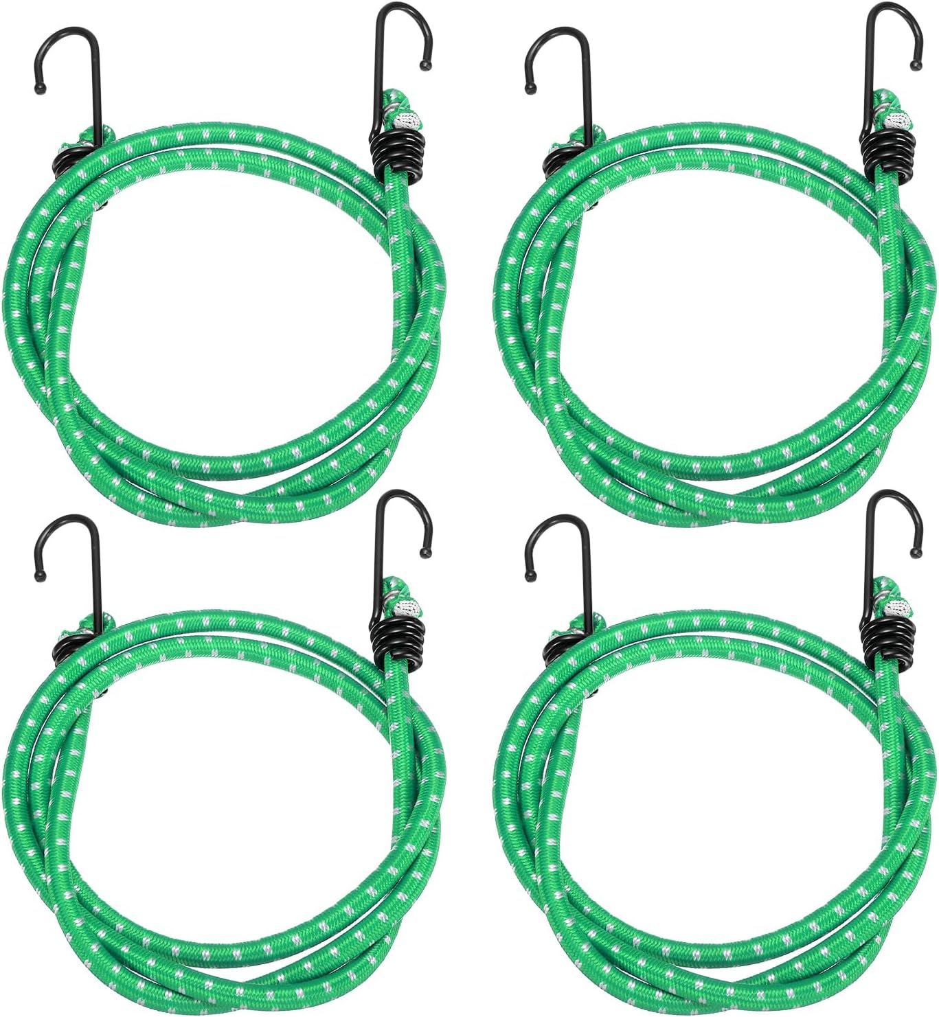 HARFINGTON 4Pcs Bungee Cord with Hooks 16" Rubber Bungee Cords Heavy Duty Tie Down Straps with Metal Hooks for Cars Outdoor Camping Straps, Blue
