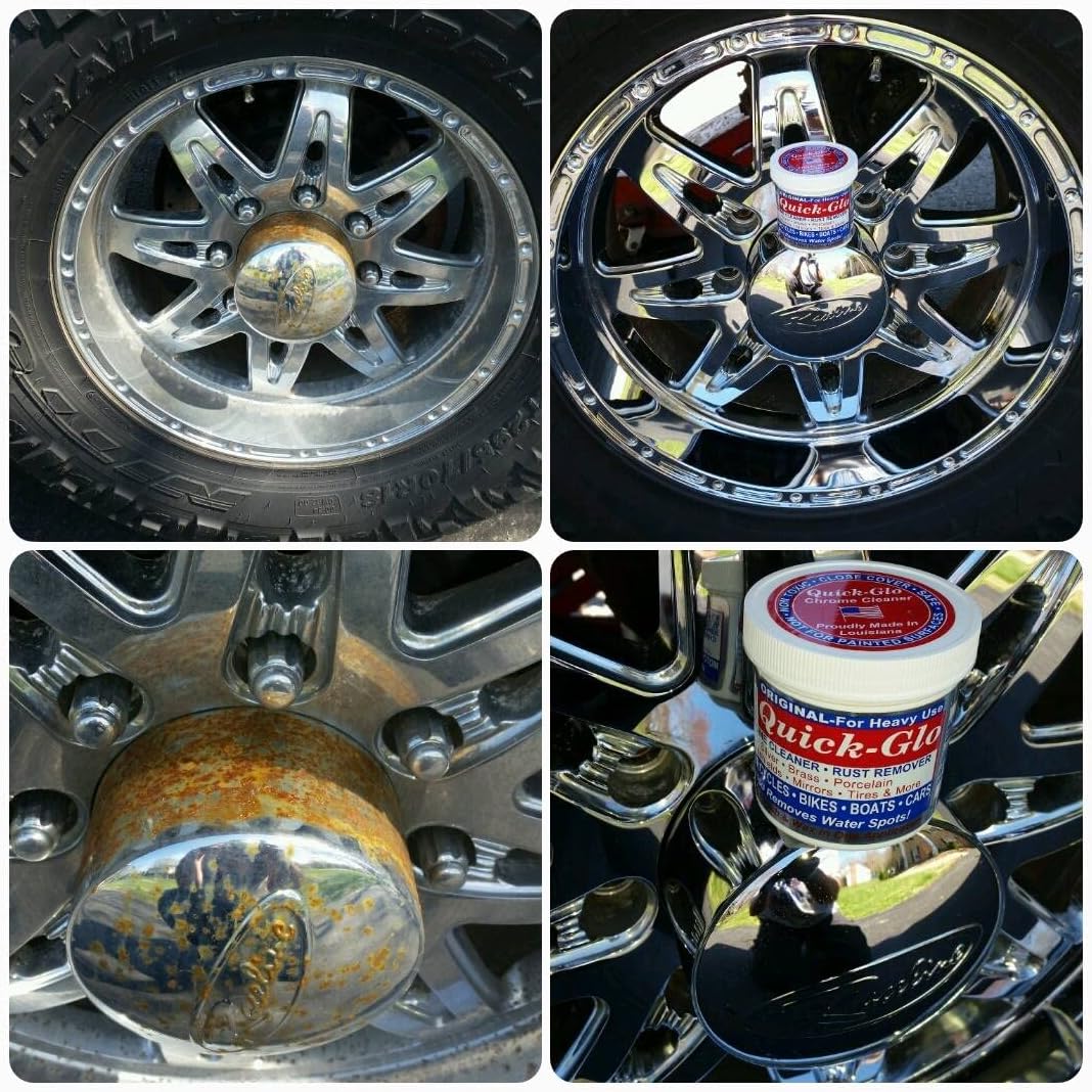 Quick-Glo - Original, 8 oz - Chrome Cleaner & Rust Remover, Featured on Jay Leno's Garage. Made in the USA & Non Toxic