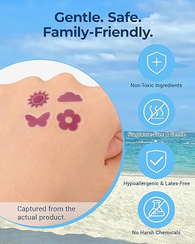 Miniatura 5 de Paquete de 80 calcomanías de detección UV para protector solar de verano  Puntos de protección solar UV calcomanías para niños adultos  Impermeable