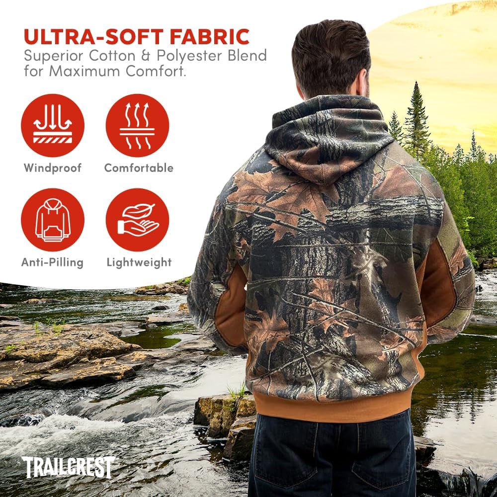 TrailCrest by Treel Men's Zip Up/Pullover Hoodie Sweatshirt, Stylish Camo Jacket, Outdoor Activities, Hunting, Casual Wear - Image 4