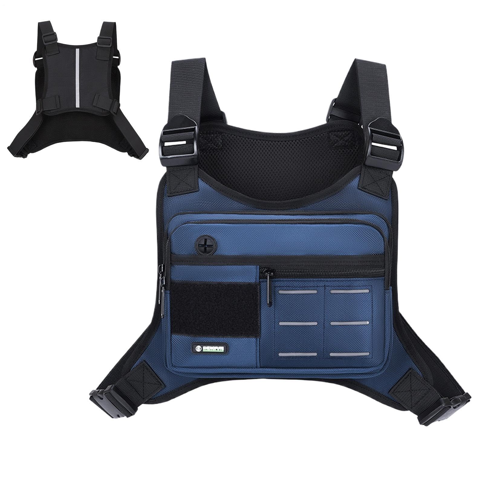 Bolsa de pecho azul para running y gimnasio con chaleco ajustable 8