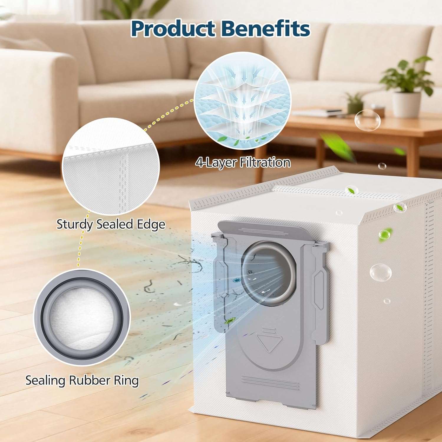 20 Pack QRevo Dust Bags and 10 Pack Mop Pads for Roborock Qrevo S5V, QV 35A 35S, Saros 10R, Curvx, Curv S5X, Edge S5A, Master, Slim, Q Revo S/Pro/Plus/MaxV Robot Vacuum Cleaner