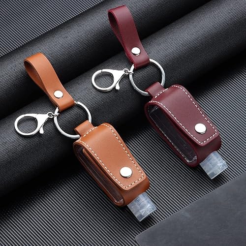 Miniatura 3 de Llavero de botellas de viaje de 1.0 fl oz, llavero vacío portátil, botella a prueba de fugas, llavero de piel sintética