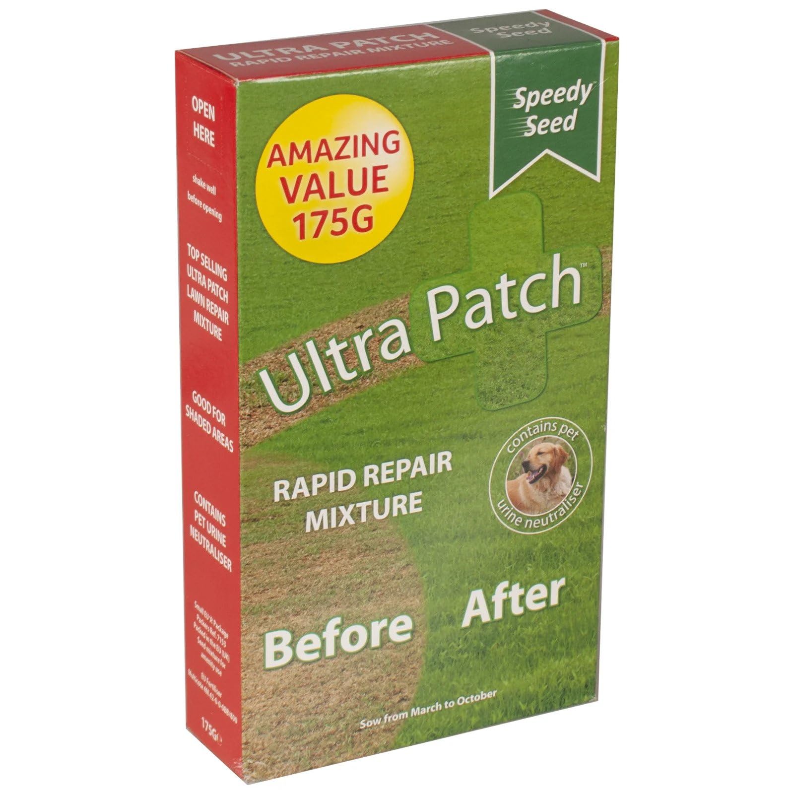 Speedy Seed Ultra Patch - 175g - Rapid Lawn Repair Mixture with Pet Urine Neutralizer