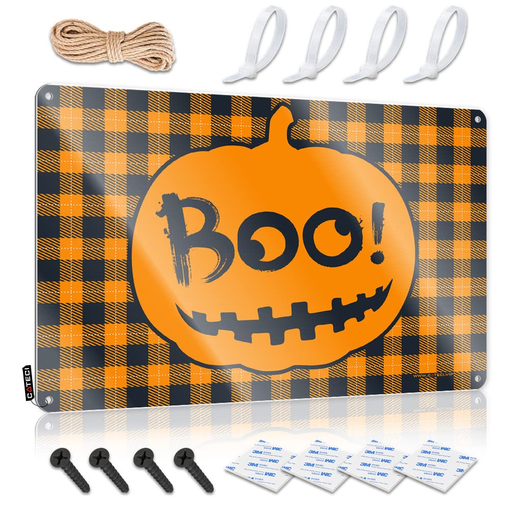 Dtha One Color Funny Signs For Home Decor Boo Pumpkin Halloween Tin Sign 1 Funny Coffee Signs Backyard Bar Decor(30X40cm)