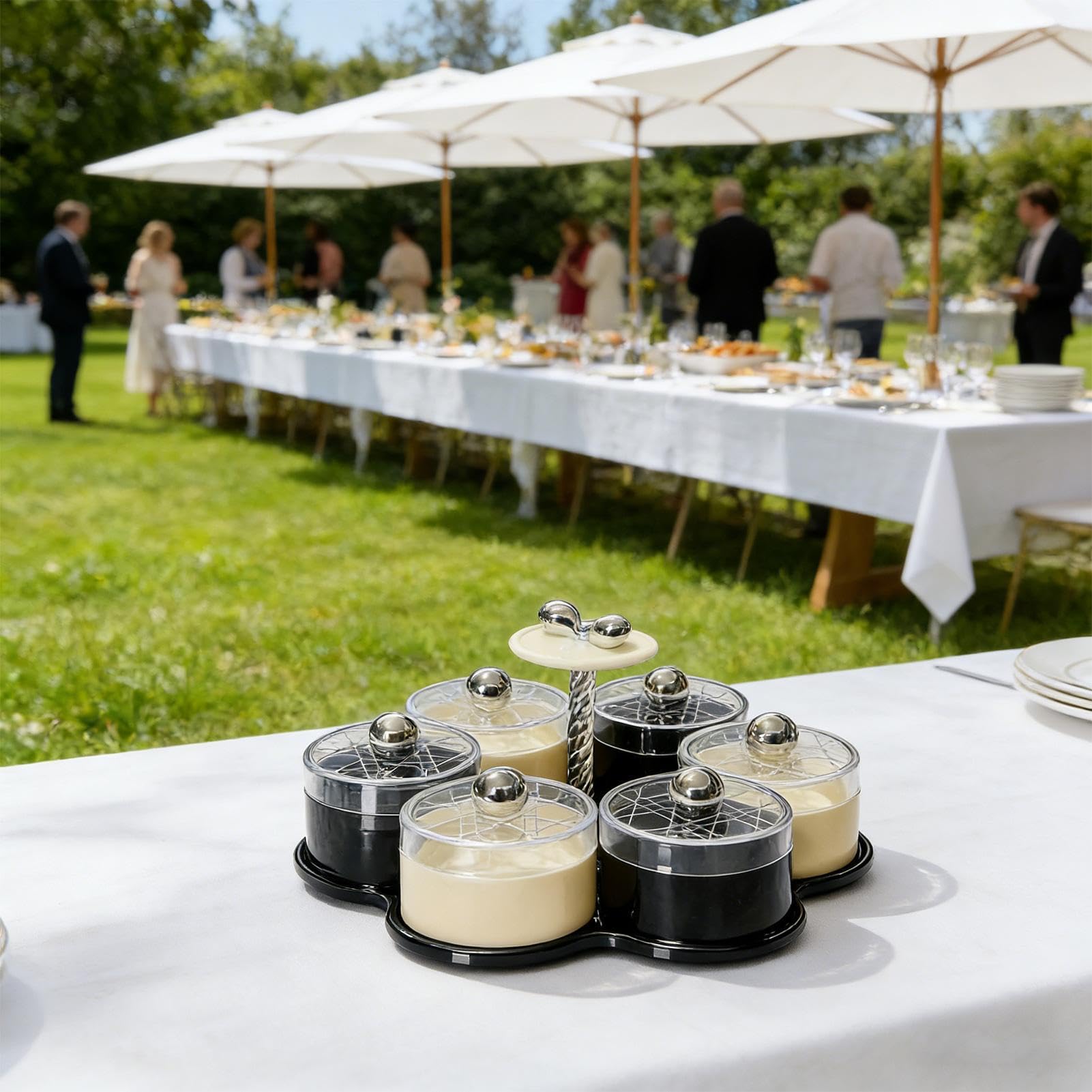 Plateau de service compartimenté avec couvercle Plateau Tournant pour | Plateau à Légumes avec Couvercle Pour adultes, restauration, réceptions, service de