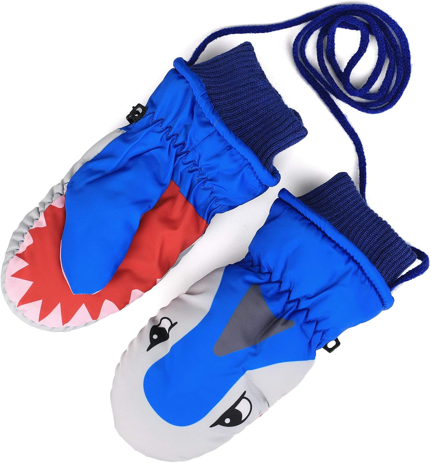 Flammi Kids Ski Mittens Water Resistant Plush Lined Snow Mittens Winter Cartoon Shark for Boys Girls Age 3-5 Years (Blue): Clothing, Shoes & Jewelry