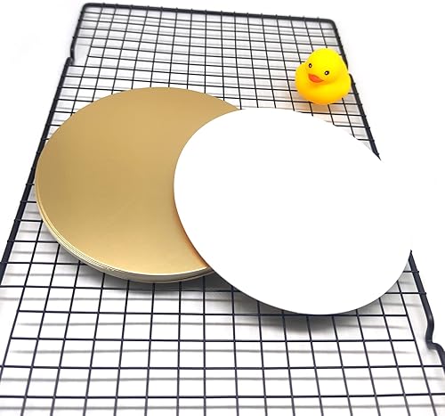 Miniatura 4 de Mombake Tableros redondos para tartas, paquete de 10 soportes para tartas, base circular de cartón (dorado, 6 pulgadas)