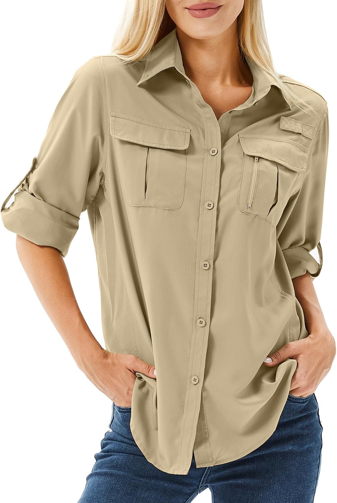 Women's UPF 50 Shirts Long Sleeve Sun Protection UV Quick Dry Casual Outdoor Safari Walking Fishing Hiking Travel Shirts
