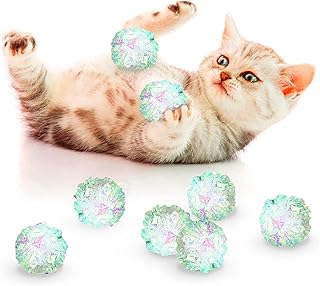 SunGrow Mylar Cat Crinkle Balls, 2", Shiny and Stress Buster Toy, Lightweight and Great for Use in Craft Projects, Toy Ball Suitable for Both Feline and Kids, Kitten Chew and Chase Balls for Exercise
