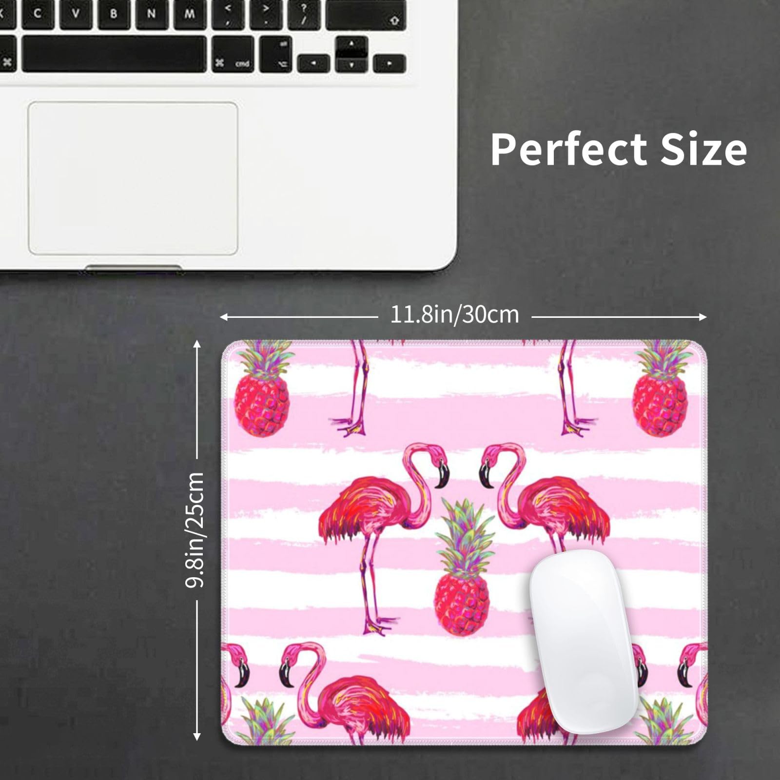 Rundes Gaming Mauspad – Pink Love Ananas Design, Rutschfeste Gummiunterseite