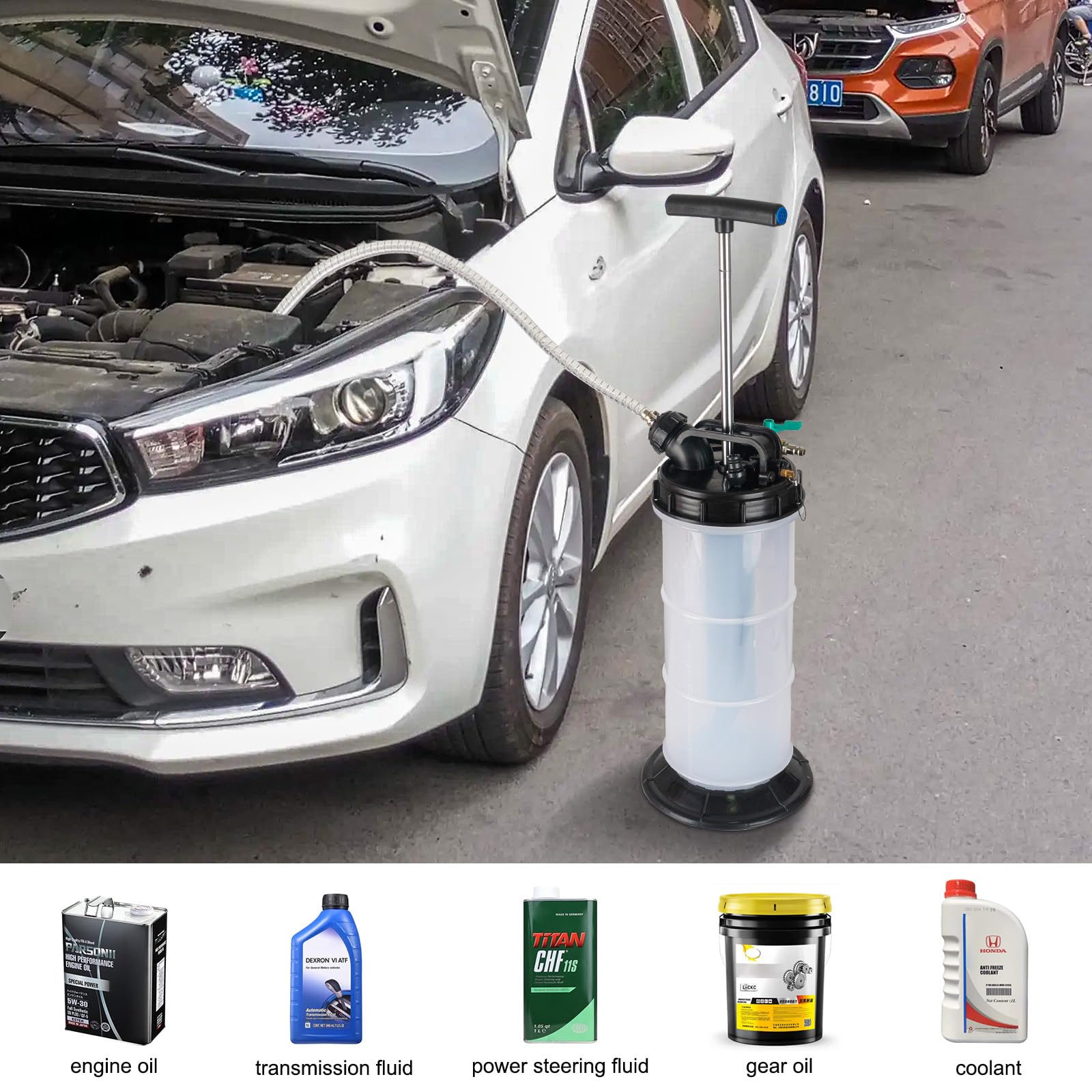 Pompa Aspirazione Olio OULUTO 5.3L - Manuale E Pneumatica, Con 6 Tubi, Per Auto E Moto - Foto 13