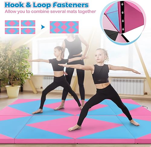 Miniatura 3 de Giantex Colchoneta de gimnasia de 4 x 8 pies, alfombrilla plegable de 2 pulgadas de grosor con asas de transporte, alfombrilla de gimnasio plegable