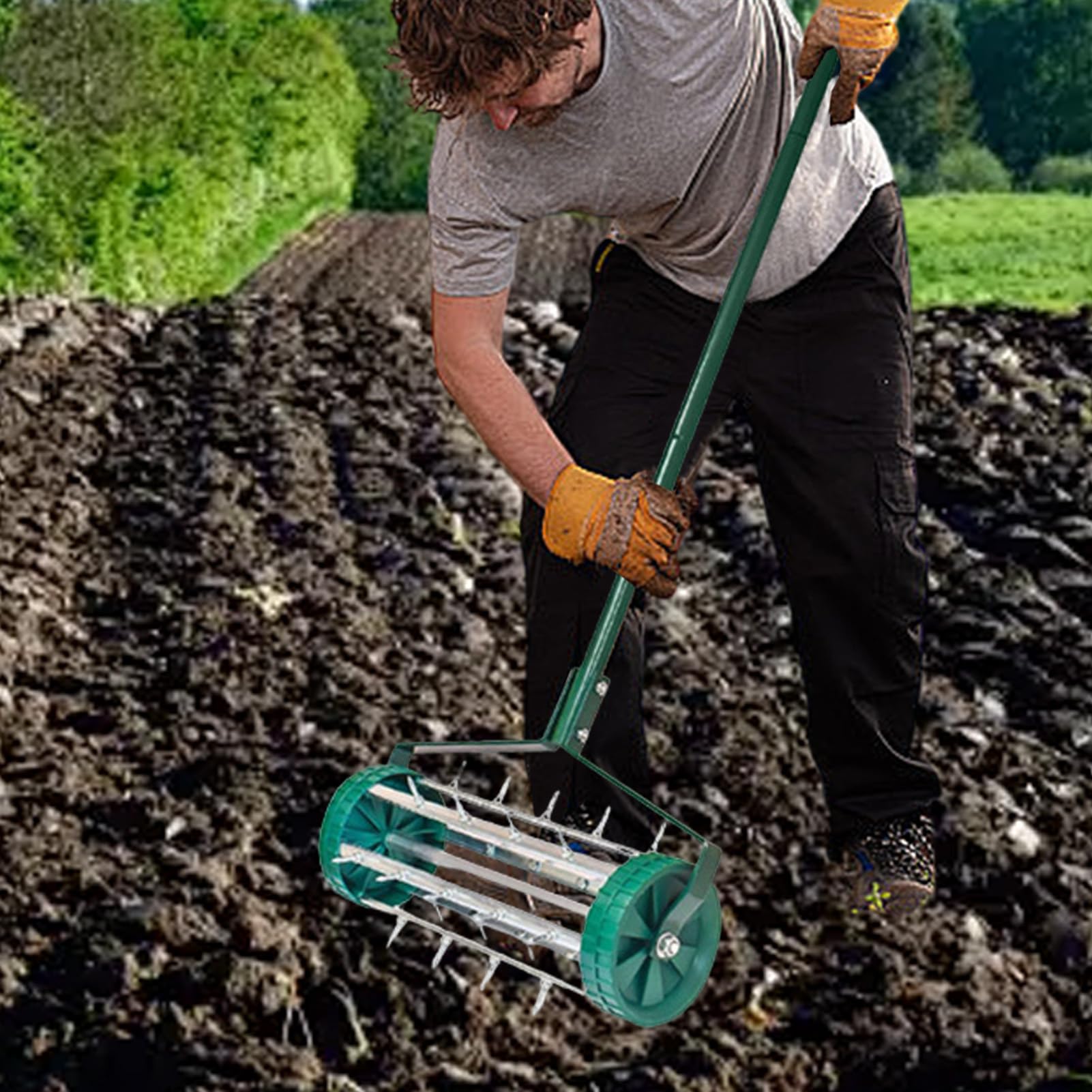 Generisch Rasenbelüfter, Rasenbelüfter-Werkzeug,Rollbares Rasenbelüfter | Werkzeug Griff - Rasenbelüfter, Grasbelüfter-Werkzeuge, Rasenbelüftungsmaschine, Schubbelüfter für Terrasse, Hof, Garten