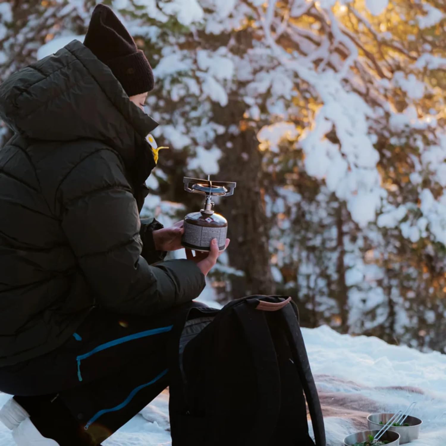 Primus Mimer Stove Kit II - Juego de cocina para camping con 1 cocina de gas, 1 sartén y 2 ollas, utensilios de cocina para exteriores con hornillo de gas Primus, utensilios de cocina para exteriores