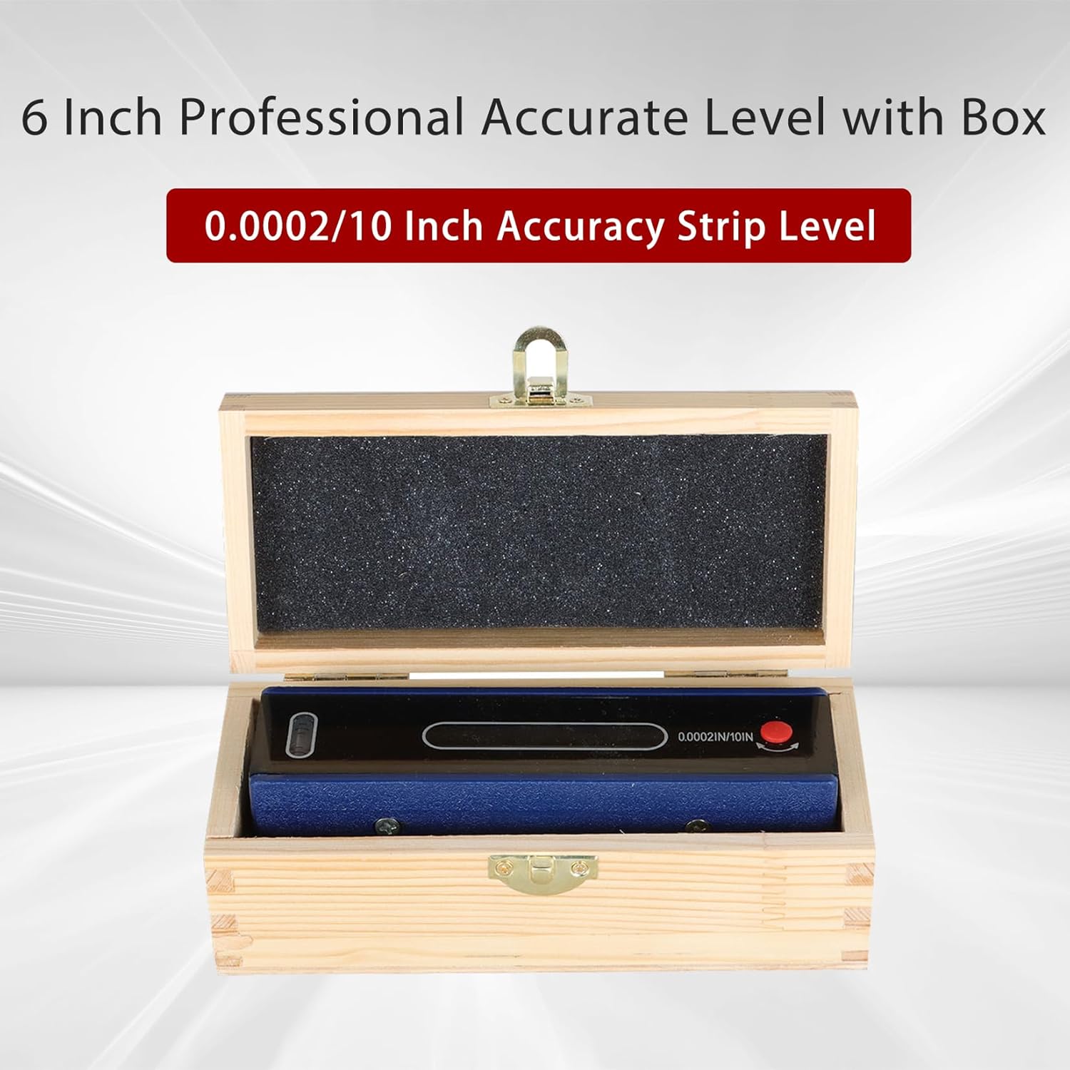 findmall 6 Inch Professional Accurate Level with Box, 0.0002/10 Inch Accuracy Strip Level for Checking the Work of Machinists Toolmakers