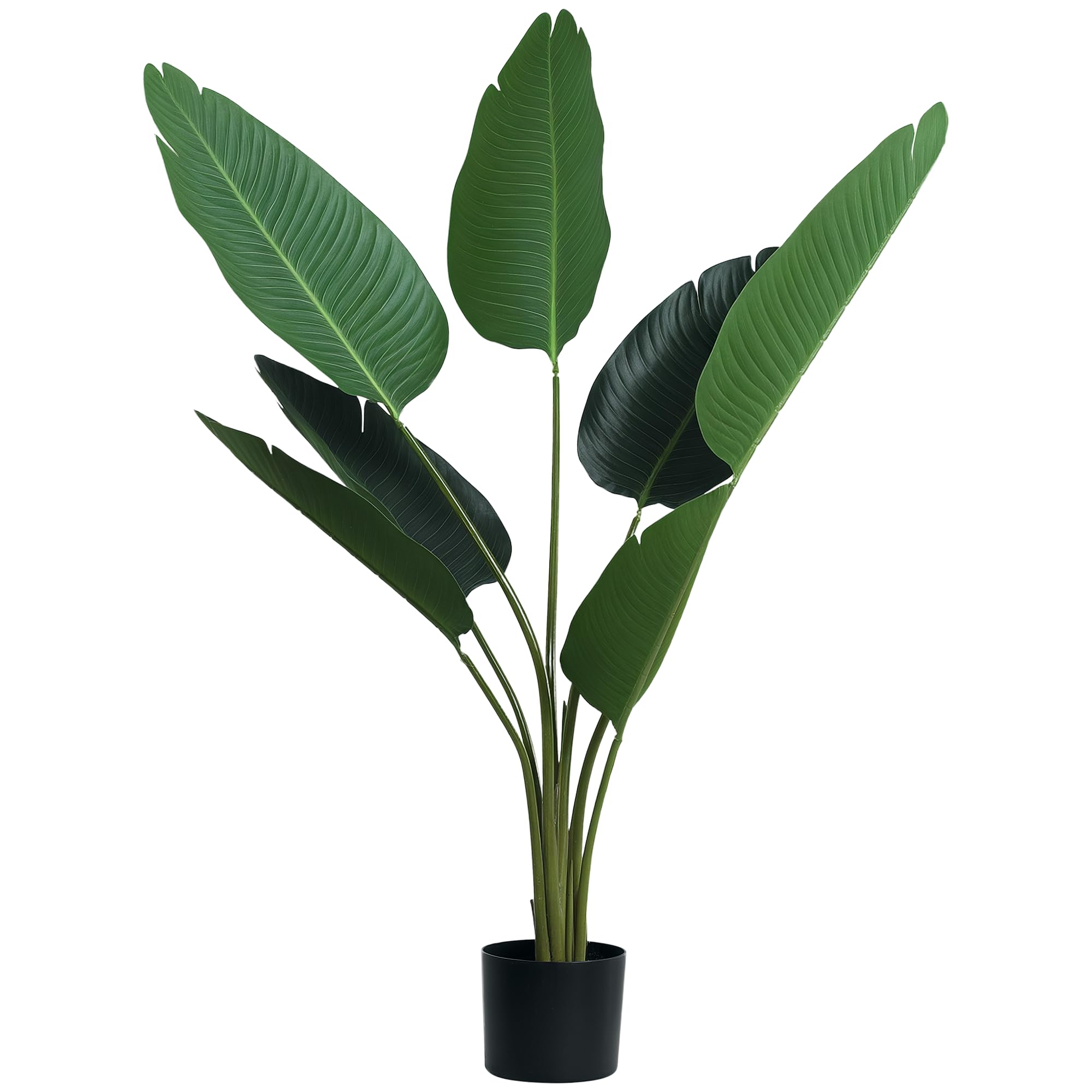 Outsunny Planta de Decoración Artificial de Palma Árbol Realista con Maceta 7 Hojas para Interior No Requiere Instalación Ø15x120 cm Verde