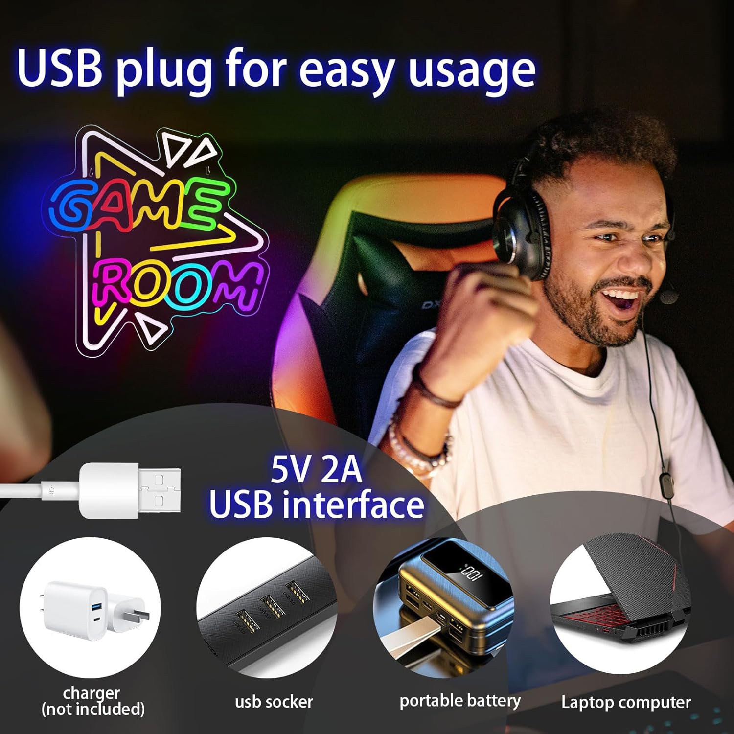 Game Room Neon Sign for Man Cave Game Neon Lights for Party Bedroom Wall Decor Teen Boy Home Birthday Gifts - Image 3