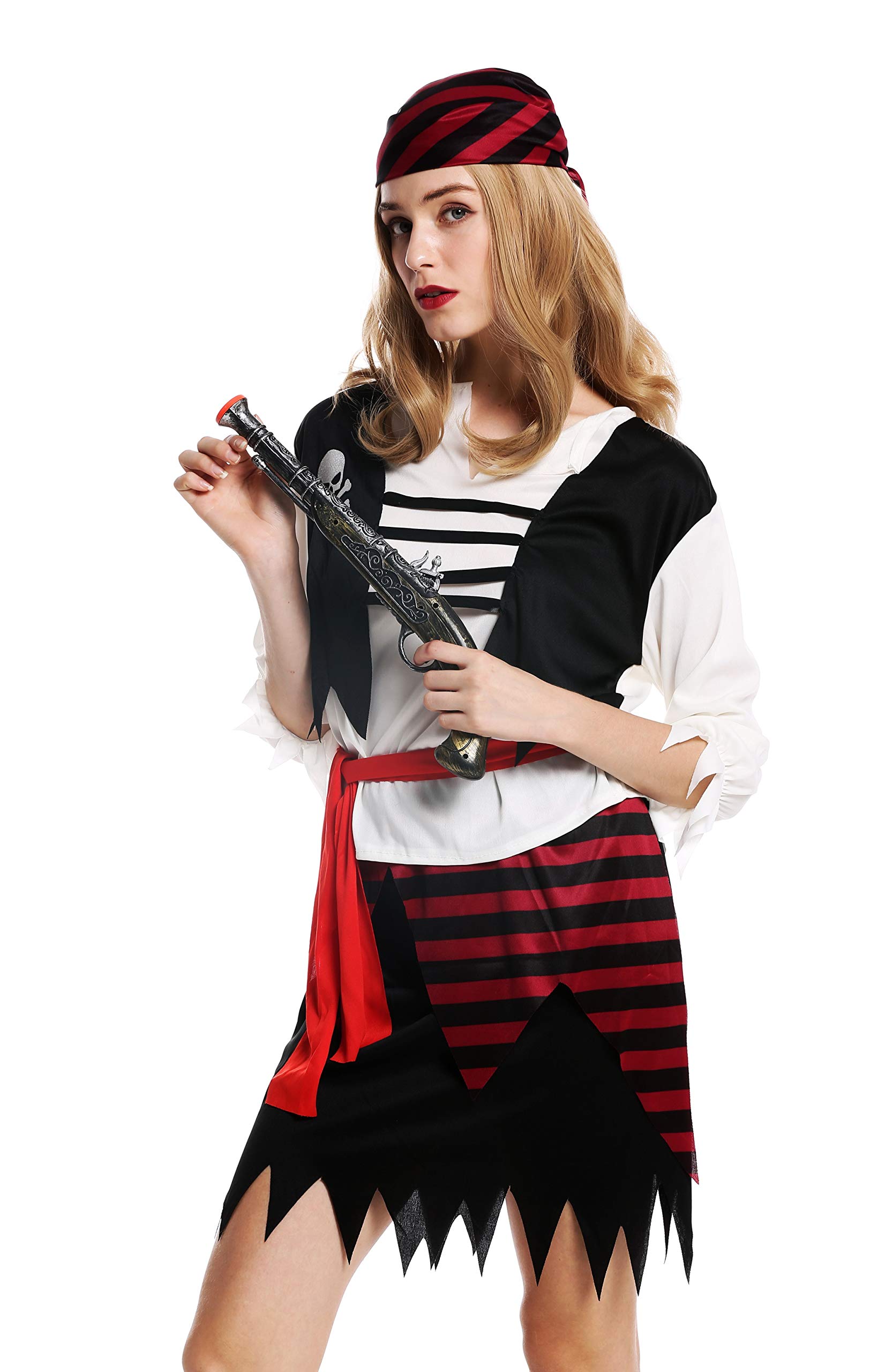 dressmeup - W-0003-S/M Lady Woman Costume Fancy Dress Halloween Pirate Queen Jenny female Corsair Size S/M