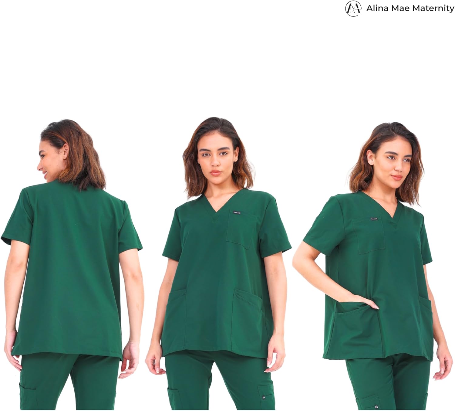 Maternity Scrubs Shirt for Women Doctor Uniform Short Sleeve Pregnant Nurse Scrub with Large Pockets