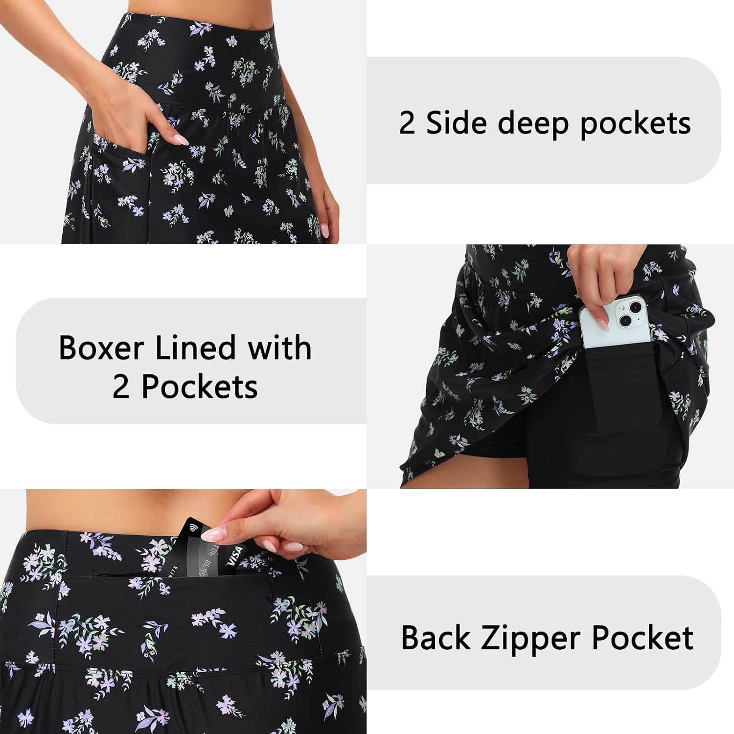 ANIVIVO Women's 20" Long Swim Skirts Tummy Control Bathing Suit Skirt High Waisted Swim Skort Modest Swimsuits Bottoms