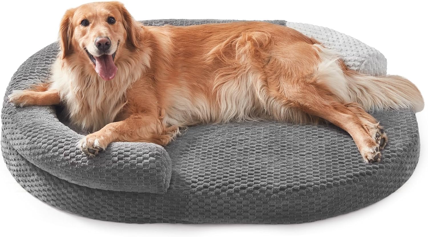 JOEJOY Orthopedic Dog Beds Large Sized Dog, XL Washable Waterproof Large Dog Bed with Removable Cover, Extra Large Egg-Crate Foam Pet Bed with Bolster Sides & Non-Skid Bottom, Dark Grey, 42''x31''