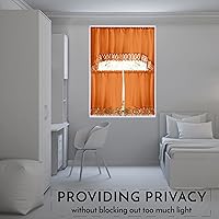 Vista 7 de American Linen Cortinas de café para cocina, cortinas de baño con cenefa, borde de encaje bordado. (naranja)