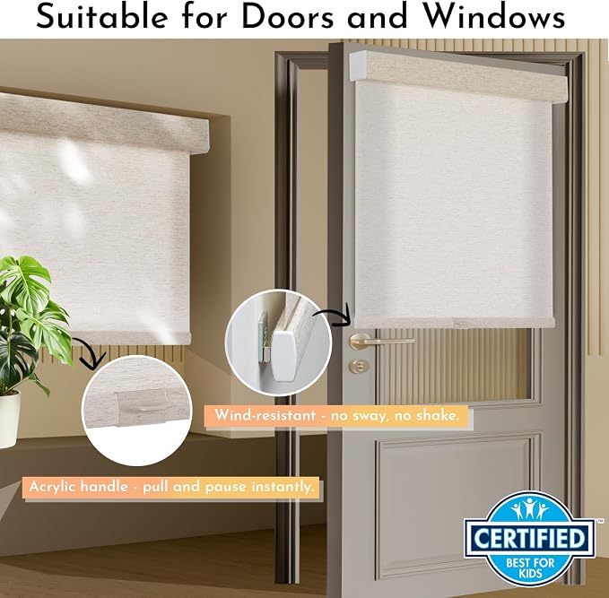 Persilux Roller Shades de Tela de Lino 34.5"x64" miniatura 4