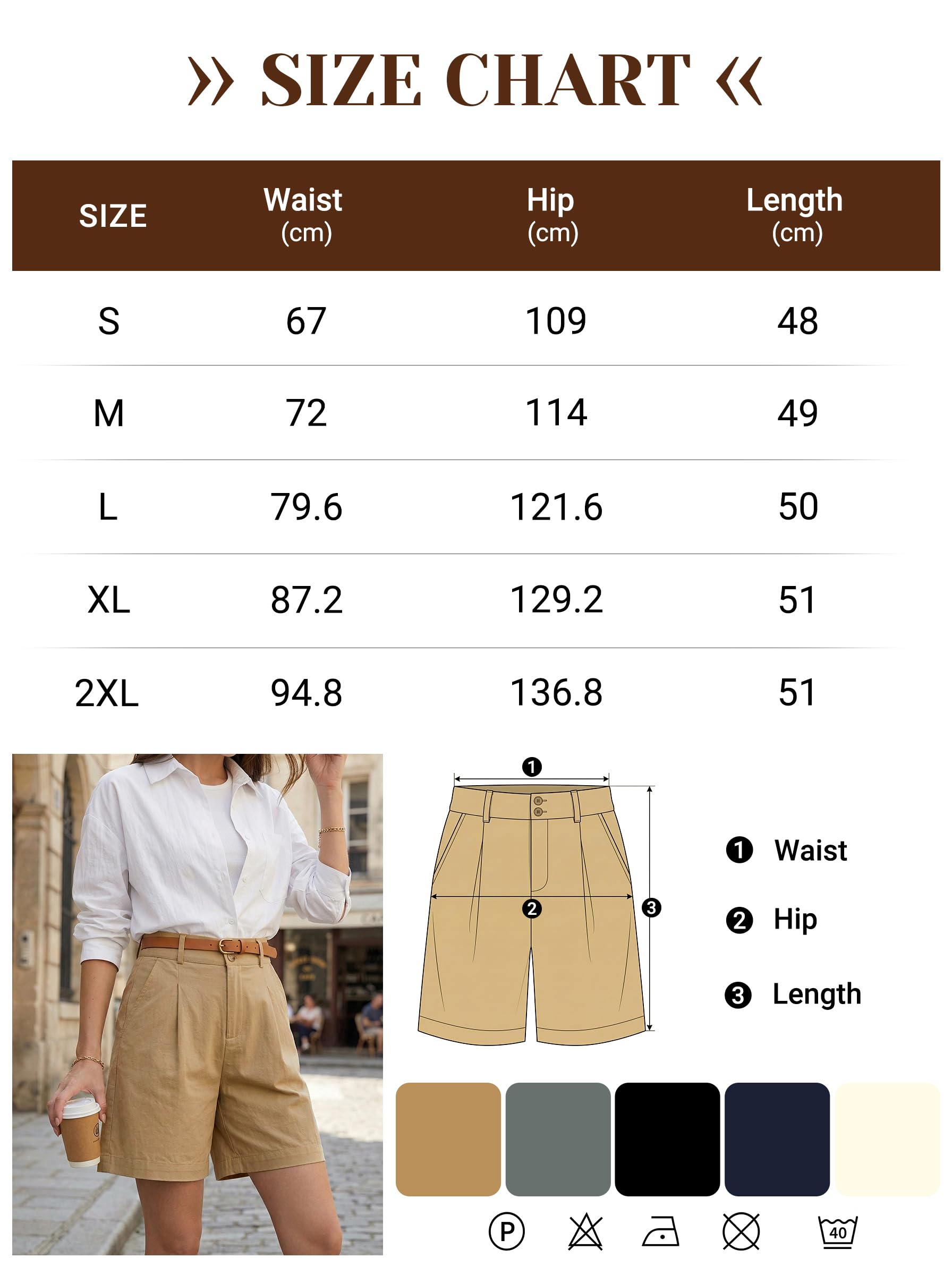 Short Femme Été Shorts et Bermudas Femme Cargo Taille Haute Élastique Jambes Larges Pantalon Court Short Décontracté Chic Couleur Unie Léger Fluide Short Long avec Poches